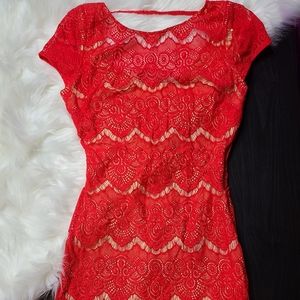 Bebe Red Lace Mini Dress